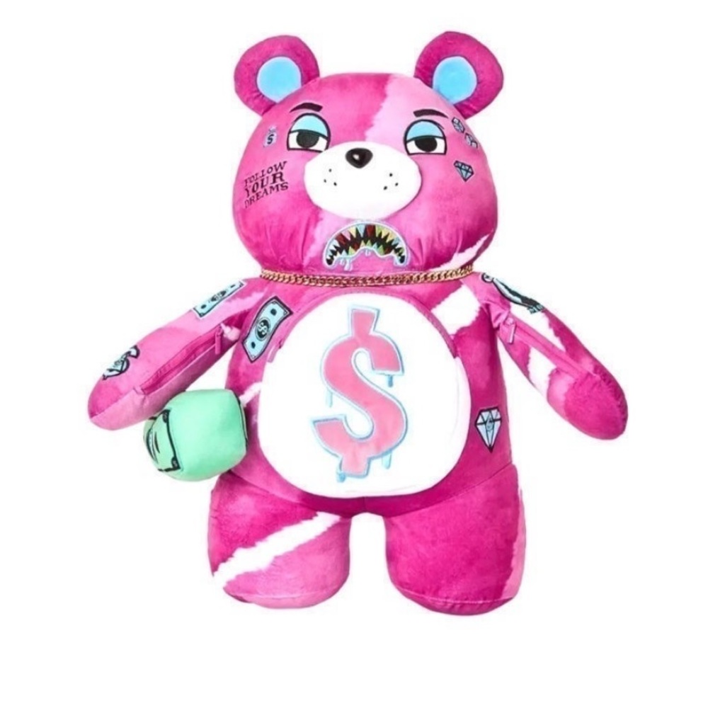 New! UNISEX SPRAYGROUND PINK PUNK MONEYBEAR TEDDYBEAR BACKPACK *LIMITED EDITION